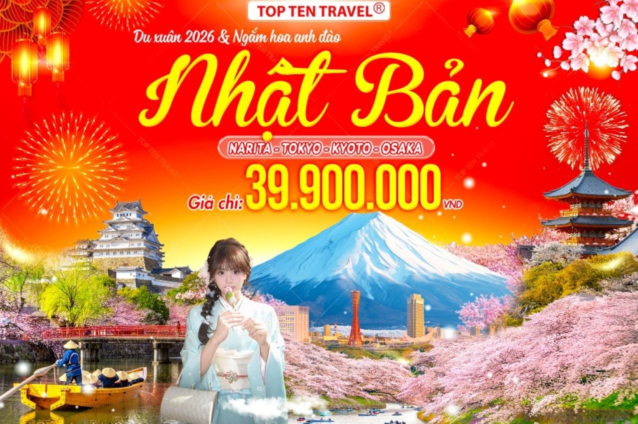 Tour Nhật Bản Tết 2026 : Narita - Tokyo - Kyoto - Osaka